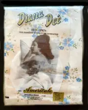 Vintage Americale Diana Dee Double Bed Sheet Set Blue White Floral 2 sheets 2 PC