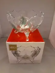 MIKASA VINTAGE HOLIDAY EVERGREEN EMERALD FOOTED CRYSTAL BOWL 6" NEW IN BOX