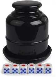 TX GIRL Plastic Dice Cup with 6 White Dice Plastic Craps Sets Colorful with Tray Bright Gambling Casino KTV Bar (Color : Black)