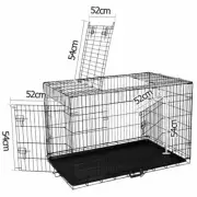 Portable Foldable Metal Pet Cage Crate Kennel Collapsible House 3 Door 48" Black
