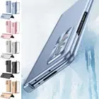 For Samsung Galaxy Z Fold 6/5/4/3 Luxury Plating Magnetic Hinge Hard Phone Case