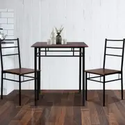 1 Artiss Dining Table and 2 Chairs Set Walnut