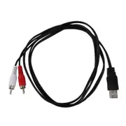 1.5M Usb A Male To 2X Rca Phono Male Av Cable Lead Pc Tv Aux Audio Video Adapter Black