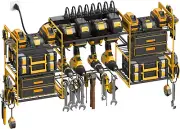 Yellow Power Tools Organizers Wall Mount, Large Tools and Battery Storage Rack C