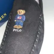 Polo Ralph Lauren Men Mules Clog Slippers Black Round Toe Slip On US 13