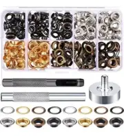 240 Sets 1/4" 6mm Grommet Eyelets Assortment Kit with 4Pcs Setting Install Tools