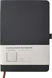MerryNine A5 Lined Journal Notebook, 200 Pages, Medium 8.3x5.5 inches, 100 gsm Thick Paper, Classic Hardcover Notebook for School Home Office, for Journaling Writing, Work, Note, Journals (Black)