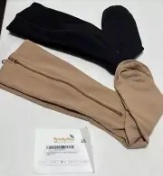 HealthyNees 2 Set Closed Toe 20-30 mmHg Zipper Compression Leg Socks BLACK/BEIGE