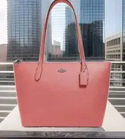 New COACH Pink Lemonade Large Zip Top Tote Handbag