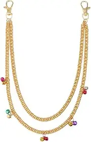 [DIKJAK] Double-Layer Gold Pants Chain with Bell- Hip Hop Punk Waist Chain Accessory for Christmas, Street Dance, and Edgy Jeans Women Men, Gold