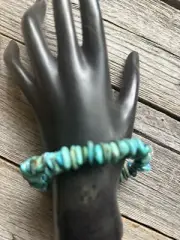 Blue Green Turquoise Nuggets 7 Inch Stretch Elastic Stretchy Bead Bracelet Gift