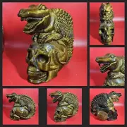 Natural Tiger's Eye Quartz Crystal Hand Carved Skull+Crocodile Reiki Healing 3LB