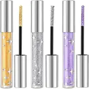 3PCS Glitter Mascara Eyeshadow, Lengthening Volumizing Colorful Mascara, Sparkling Diamonds Silver Diamond Mascara, Lightweight Waterproof Shimmer Sparkly Mascara For Women & Girls