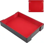 Buweeo PU Leather Dice Tray Magnetic Folding Dice Rolling Mat with Red Felt Lining for Dice Games Portable Tabletop Board Games Tray