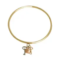 在飛比找momo購物網優惠-【CHLOE】鎖X鑰匙吊飾黃銅手環(金2B0652-CE9-