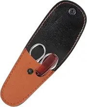 HONITANO 2pcs Precision Beard Scissors Set Stainless Steel Trimming Shears with Durable Leather for Grooming for Home Use and Barbershops Brown Leather