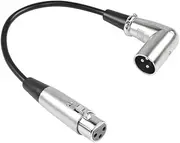 90°Angle 3Pin XLR Microphone Short Cable 3Pin XLR Right Angle Male to Female Balanced Cable 90°XLR Plug to Socket Audio Extension Cable for Speaker Mixer Amplifier