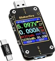 MakerHawk UM34 USB 3.0 Multimeter USB Voltmeter Ammeter USB Voltage Current Battery Power Capacity Charger Temperature Digital Meter Tester Cable Resistance USB Load Tester Color LCD Display