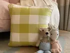 Pillow Cover Green 16"x16", Couch Decor Cotton Fabric - Chartreuse Plaid