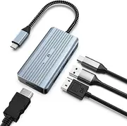 USB C Hub, oditton 4 in 1 USB C Hub, Dual Display 8K@30Hz HDMI 8K@30Hz DP, USB 3.0, 100W USB-C PD Charge Port 4 Port Dock Station for Laptops, HDTVs, Projectors, and More Type C Devices
