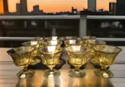 Independence Glassware Amber Sorbet-Juice Octagon Goblet Glass 6oz Set 12