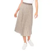 NWT Womens Size Large Vince Camuto Tan White Pull On Accordion Pleat Midi Skirt