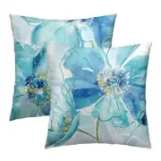 Throw Pillow Covers Light Blue Decorative 18" x 18" (Pack of 2) Blue Floral