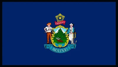 Maine State Flag Patch W/ Hook & Loop Morale Tactical Black Border II