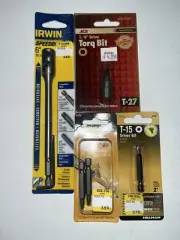 IRWIN 6" Long Speedbor 1/4" Hex Key Extension w/ Star Torq Driver Bit Set of 4