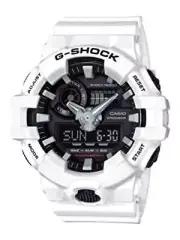 Casio Men's 'G SHOCK' Quartz Resin Casual Watch, Color:White (Model: GA-700-7ACR