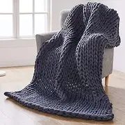 Dreamz Knitted Weighted Blanket Chunky Bulky Knit Throw Blanket 6.5KG Dark Grey