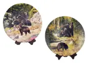 Decorator Plate with Bear Scenes Printed on Canvas Indoor Home Decor