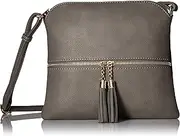 DELUXITY Damen Lightweight Medium Crossbody Bag with Tassel Umhängetasche