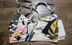 Calia Women's Size XS Ruched Front Cross Swim Bikini Top Multi Palm WSA23204PRT