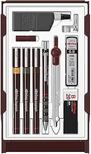 rOtring Isograph Technical Pen Master Set | 3 Fineliners (0.20mm, 0.30mm, 0.50mm), Mechanical Pencil (0.5mm), Compass & Accessories | 10-Piece Set in Case