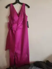Aidan Mattox bow sash sheath dress pink flame size 6 NWT