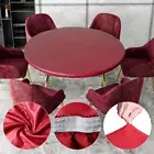 Round Waterproof Table Cover Protector Elastic Fitted Edged Oil-Proof Tablecloth