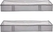 Amazon Basics Under Bed Fabric Storage Container Bags with Window and Handles - 2-Pack, 45 x 106 x 15 cm, Gray