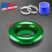 4" Green Short Ram Air Intake Turbo Horn Aluminum Velocity Stack Silicone Hose
