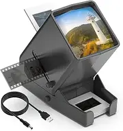 35mm Slide and Film Viewer, 3X Magnification LED Lighted Illuminated Viewing Slide Projector for Old Slides & Positive 35mm Film Negatives, USB Powered/Battery Operation (4AA Batteries Included)