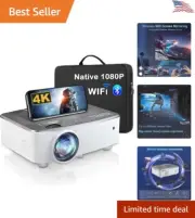WiFi Bluetooth Projector - Native 1080P HD, 9500LM, 200" Display, Home Theater