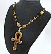 TIGERS EYE ANKH PENDANT & NECKLACE POSITIVE ORGONE ENERGY AUSTRALIAN MADE