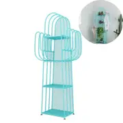 Catzon Freestanding Bookshelves Cactus Shaped 4-Tier for Small Spaces-Blue