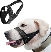 Winmany Dog Muzzle for Medium Large Dogs Prevent Anti Biting Stop Eating Barking Soft Muzzles Adjustable Loop Breathable Pet Dog Mouth Cover (L, Black)