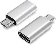 BORLTER CLAMP Slivery Micro USB to USB-C Adapter 2-Pack Micro USB Male to USB-C Female OTG Adapter Compatible with Galaxy S7/S7 Edge, Android Smartphone, Portable Hard Drives and More