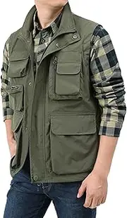 [kejlyouejn] Men Summer Outdoor Vest Multi Pocket Waterproof Sleeveless Work Waistcoat