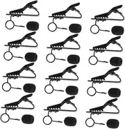 EPIGEIST 24Pcs Microphone Clip Lapel Lavalier Mic Clips with Sponge Covers for Video Conferencing Voice Recording and Karaoke Black Covers
