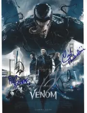 VENOM. CAST OF FIVE. Hand signed Colour 8x10 photo COA