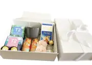 T2 Gift Box Hamper White Magnetic Close Box.