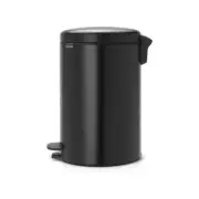 Brabantia NewIcon Pedal Bin, Wastepaper, Garbage Can, Matt Black, 20 L, 114106